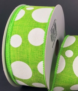 #9 Wired Lime Linen Dots 
1.5" x 10yd