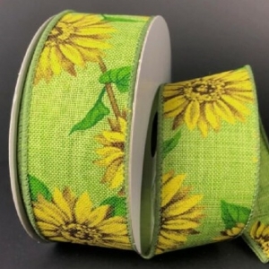 #9 Wired Lime Linen Sunflowers
1.5" x 10yd
