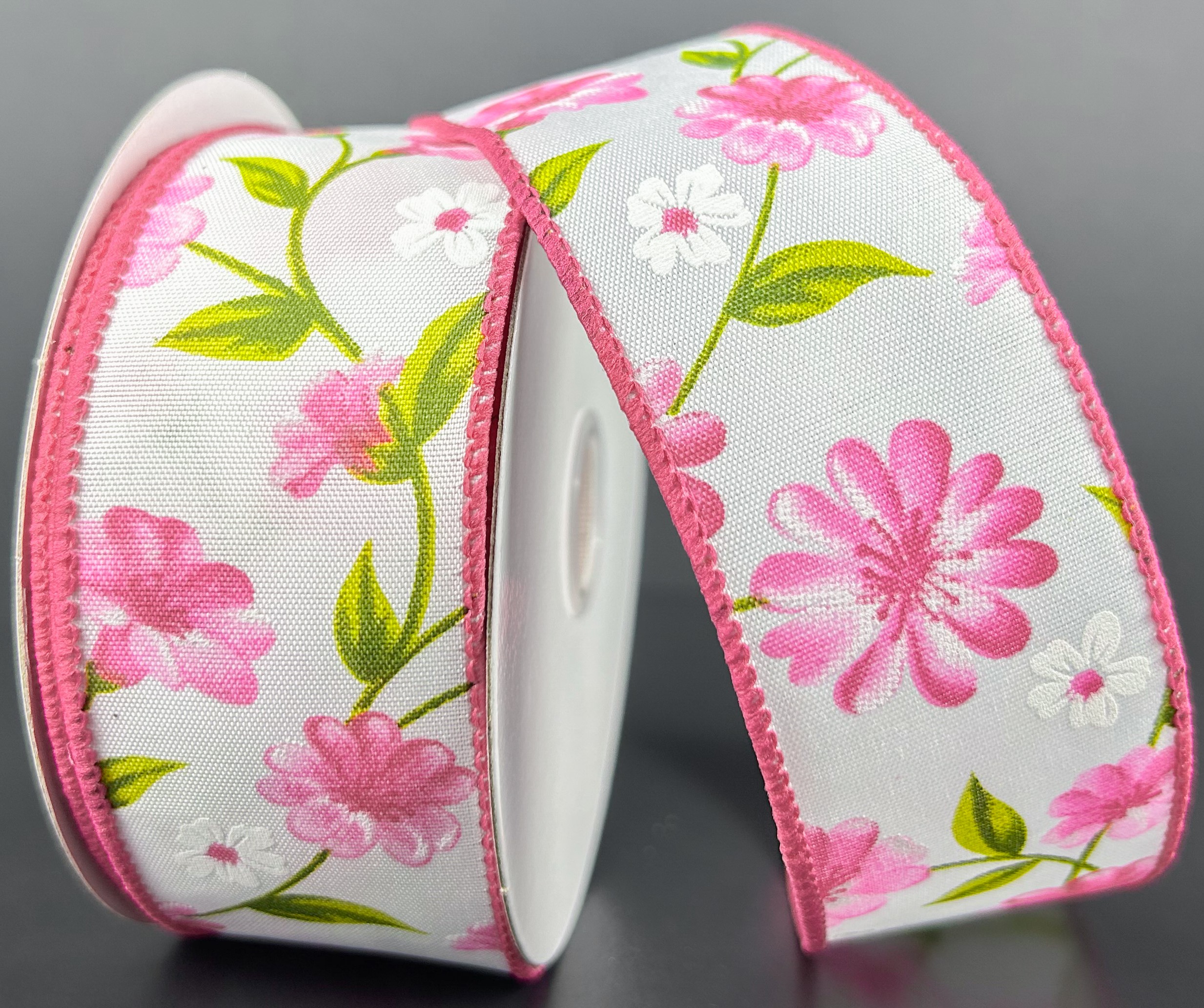 #9 Wired Pink Flutter Flowers on Satin
1.5" x 10yd