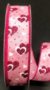 #9 Wired Pink Satin Dots and Hearts 
1.5" x 50yd!