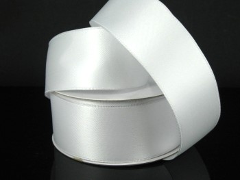 #9 Wired White Double Face Satin 
1.5" x 25yd