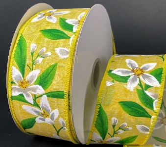 #9 Wired White Lilies on Yellow Linen
1.5" x 10yd