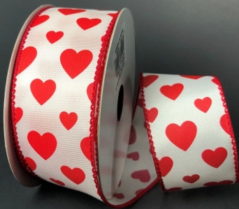 #9 Wired White Satin Red Hearts
1.5" x 10yd