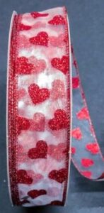 #9 Wired White Sheer Glitter Hearts 
1.5" x 50yd!
