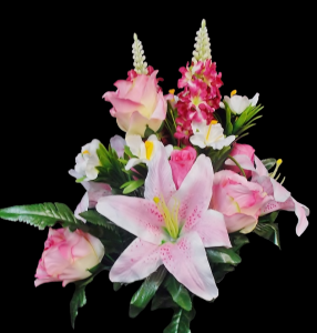 Beauty Mixed Rose Lily Delphinium x 18 
22"