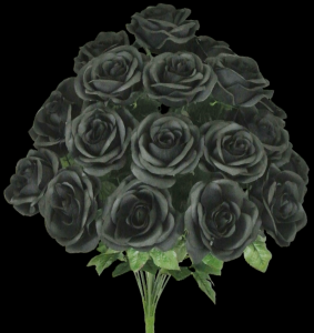 Black Open Rose x 18 
22"
