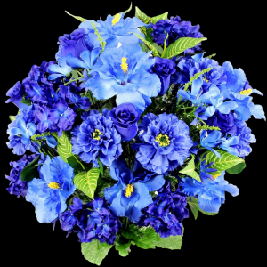 Blue Mixed Hibiscus Rose Bud Zinnia x 36 
24"