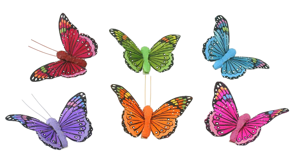 Butterflies with Clips Assored Colors S/12
3.5"