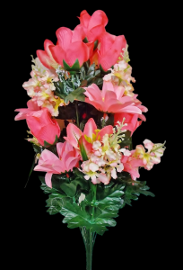 Coral Mixed Dahlia Rose Lily Lilac x 24 
24"
