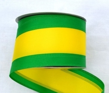 #40 Wired Green/Yellow Sports Ribbon 
2.5" x 10yd