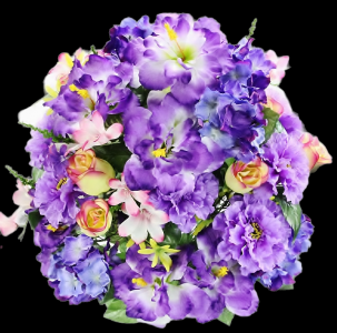 Lavender Mixed Hibiscus Rose Bud Zinnia x 36 
24"