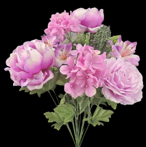 Lavender Mixed Peony Rose Hydrangea x 14 
21"