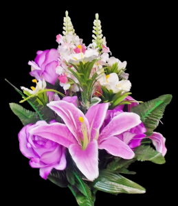 Lavender Mixed Rose Lily Delphinium x 18 
22"