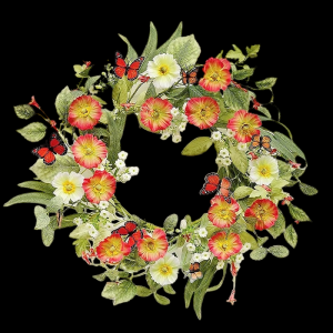Mixed Coral Poppy Butterfly Wreath
20"