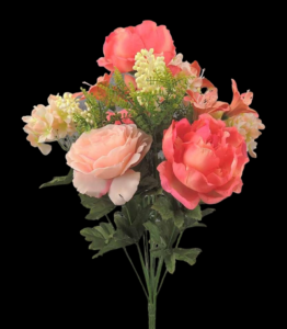Coral/Peach Mixed Peony Rose Hydrangea x 14
21"