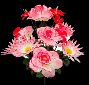 Pink Mixed Rose Gerbera Filler x 14 
20"