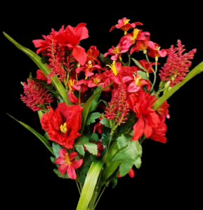 Red Mixed Dahlia Poppy Lily x 18 
24"