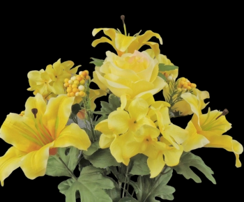 Yellow Mixed Lily Hydrangea Rose x 13 
21"