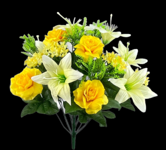 Yellow Mixed Lily Hydrangea Rose x 18 
22"