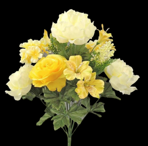 Yellow Mixed Peony Rose Hydrangea x 14 
21"