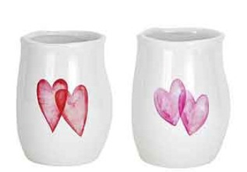 Red/Pink Ceramic Double Heart Vase S/2
3.5" x 6"