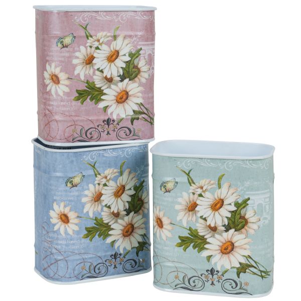 Metal Retangular Daisy Container Assotment with Liners S/3
5″ x 3″ x 6″