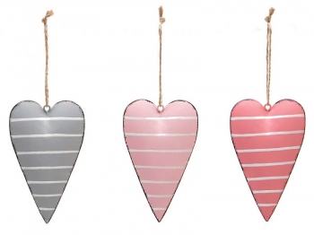 Metal Stripe Heart Ornaments S/3
4"
