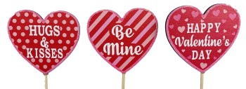 Wooden Valentine's Day Stick In/Pick S/12
3" Hearts, 21" Picks
