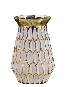 Gold and White Decorative Vase
6.5" x 9", 5" Opening