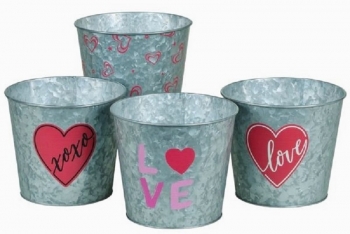 Galvanized Valentine Heart Pots S/4
7"