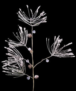 Champagne Pine Branch with Clear Crystals 29''