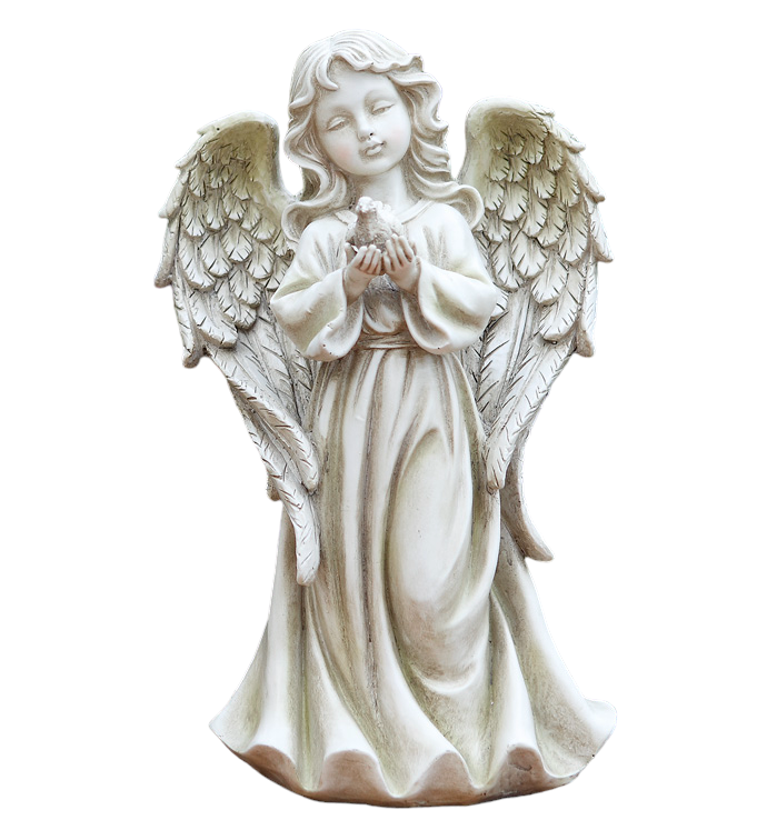 Resin Angel Girl with Dove 
9"