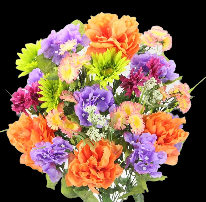 Orange/Lavender/Kiwi Mixed Peony Gerbera Hydrangea Daisy x 24
24" 