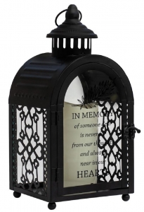 Black Remembrance Lantern with Removable LED Pillar Candle
5.5″ x 11″, Battery Operated
