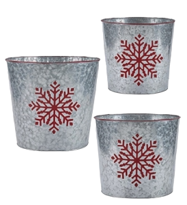 Red Snowflake Pot Cover S/3
12", 10", 9''