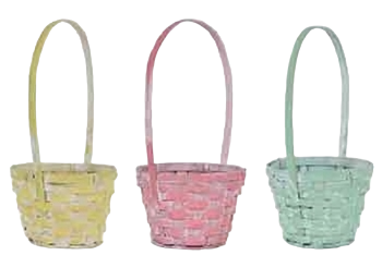 Round Pastel Design Basket with Liner S/3 5" 