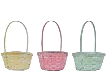 Round Pastel Design Basket with Liner S/3 8" 