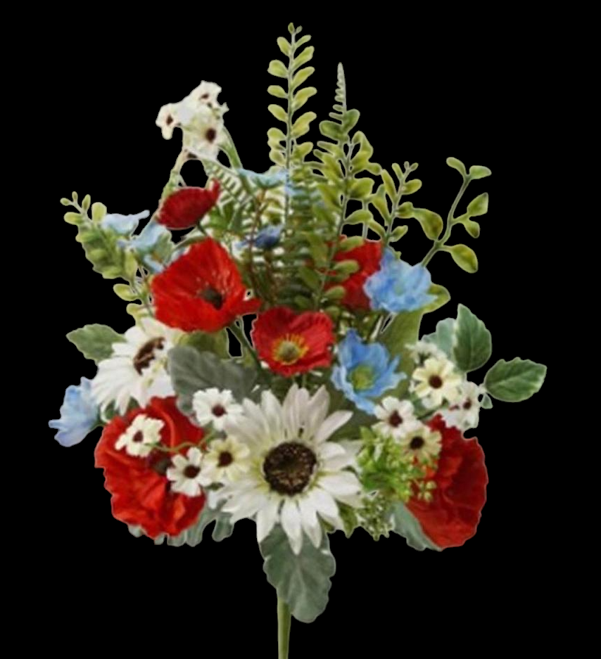 Red/White/Blue Sunflower Anemone Daisy Bush 24" 