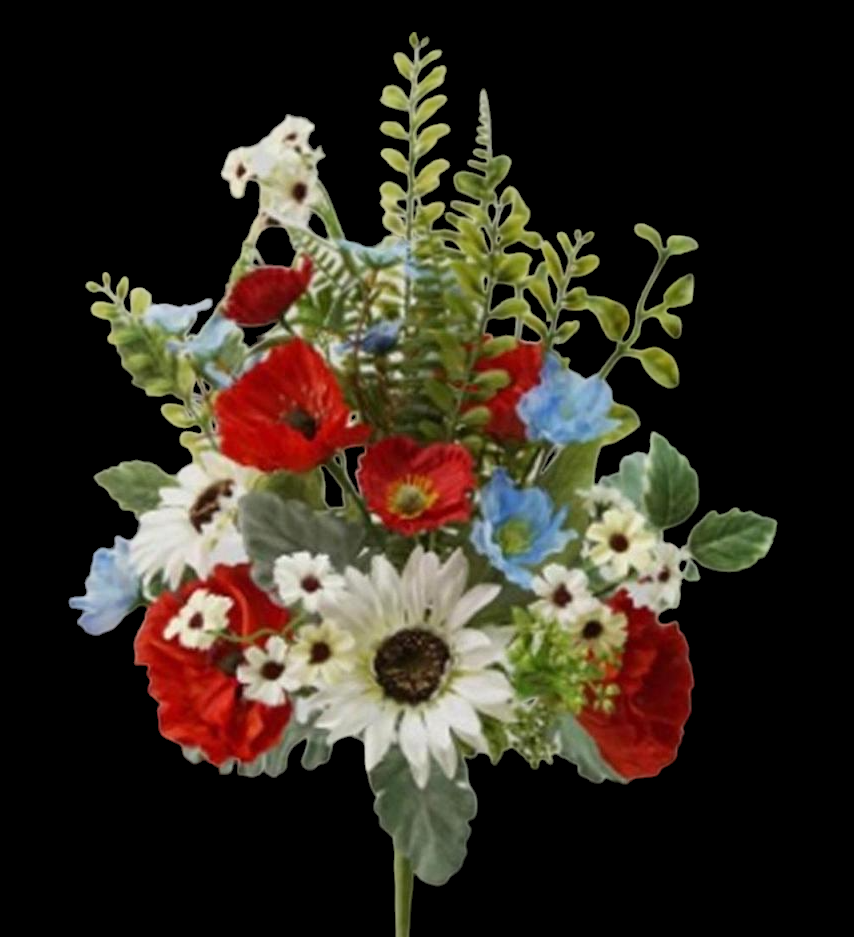 Red/White/Blue Sunflower Anemone Daisy Bush 24" 689793