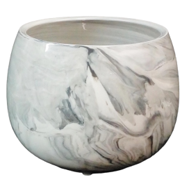 Ceramic Grey Marble Pot 4'' 2501612