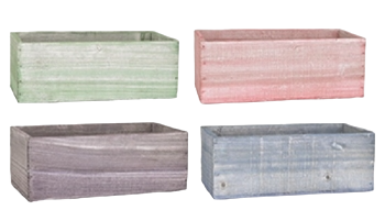 Rectangular Pastel Assortment Wooden Boxes with Liners S/4 10" x 4" 946112