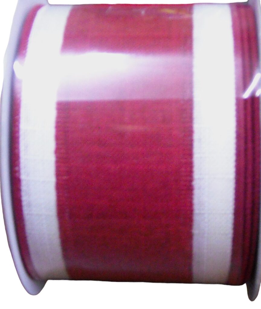 #40 Wired Burgundy Linen with Ivory Edge 2.5" x 10yd 72382