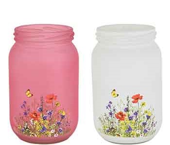 Pink/White Assortment Decal Mason Jar S/12 2.5" x 6" GF100 250230