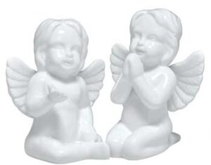 White Ceramic Cherubs S/2 253623