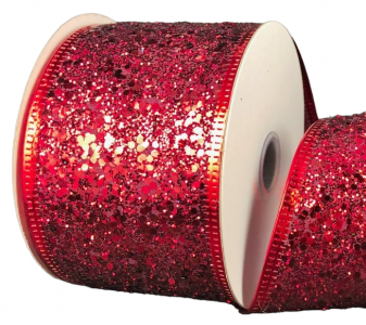 #40 Wired Dark Red Super Glitter Ribbon 2.5" x 10yd 757685.DR