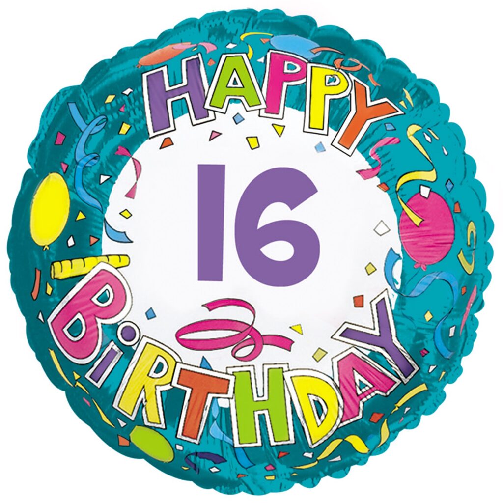 16th Birthday Mylar 18" 4845.BD16