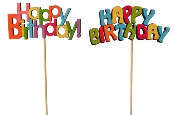 Jumbo Wooden Cutout Happy Birthday Stick In Pick S/12 8" x 3.5", 22" Pick
495731