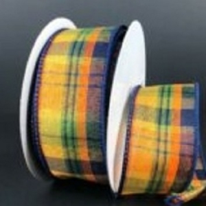 #9 Wired Orange/Navy/Green Jamie Plaid  1.5" x 10yd 71098.ORG