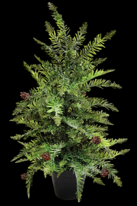 Potted Frosted Pine Tree with Pine Cones 2 Sizes 