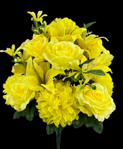 Yellow Mixed Rose Ball Mum Lily x 22 
23" 689654.YE